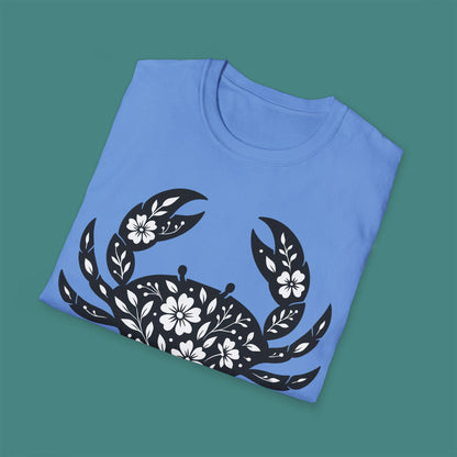 Floral Crab Silhouette Unisex T-Shirt