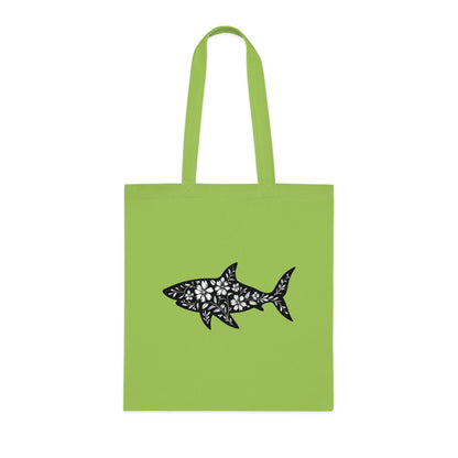Floral Shark Silhouette Tote Bag