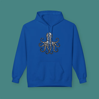 Floral Octopus Silhouette Fleece Unisex Hoodie