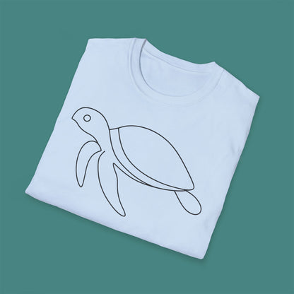 Minimalist Line Art Turtle Unisex T-Shirt