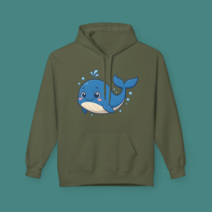 Cartoon Cute Whale Fleece Unisex Hoodie