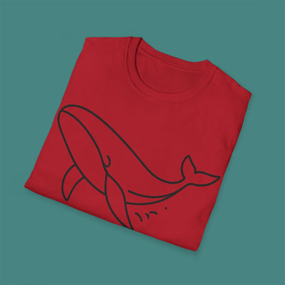 Minimalist Line Art Whale Unisex T-Shirt