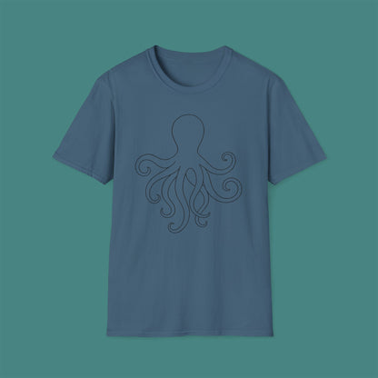 Minimalist Line Art Octopus Unisex T-Shirt