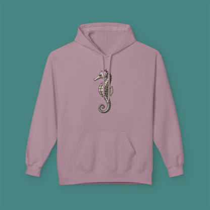 Vintage Etching Seahorse Fleece Unisex Hoodie