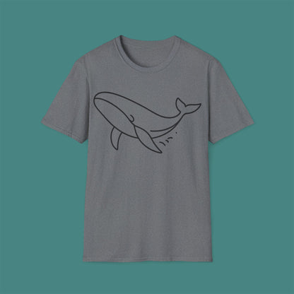 Minimalist Line Art Whale Unisex T-Shirt