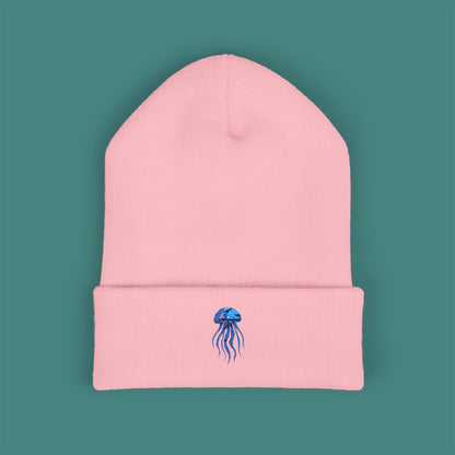 Geometric Polygon Jellyfish Embroidered Beanie