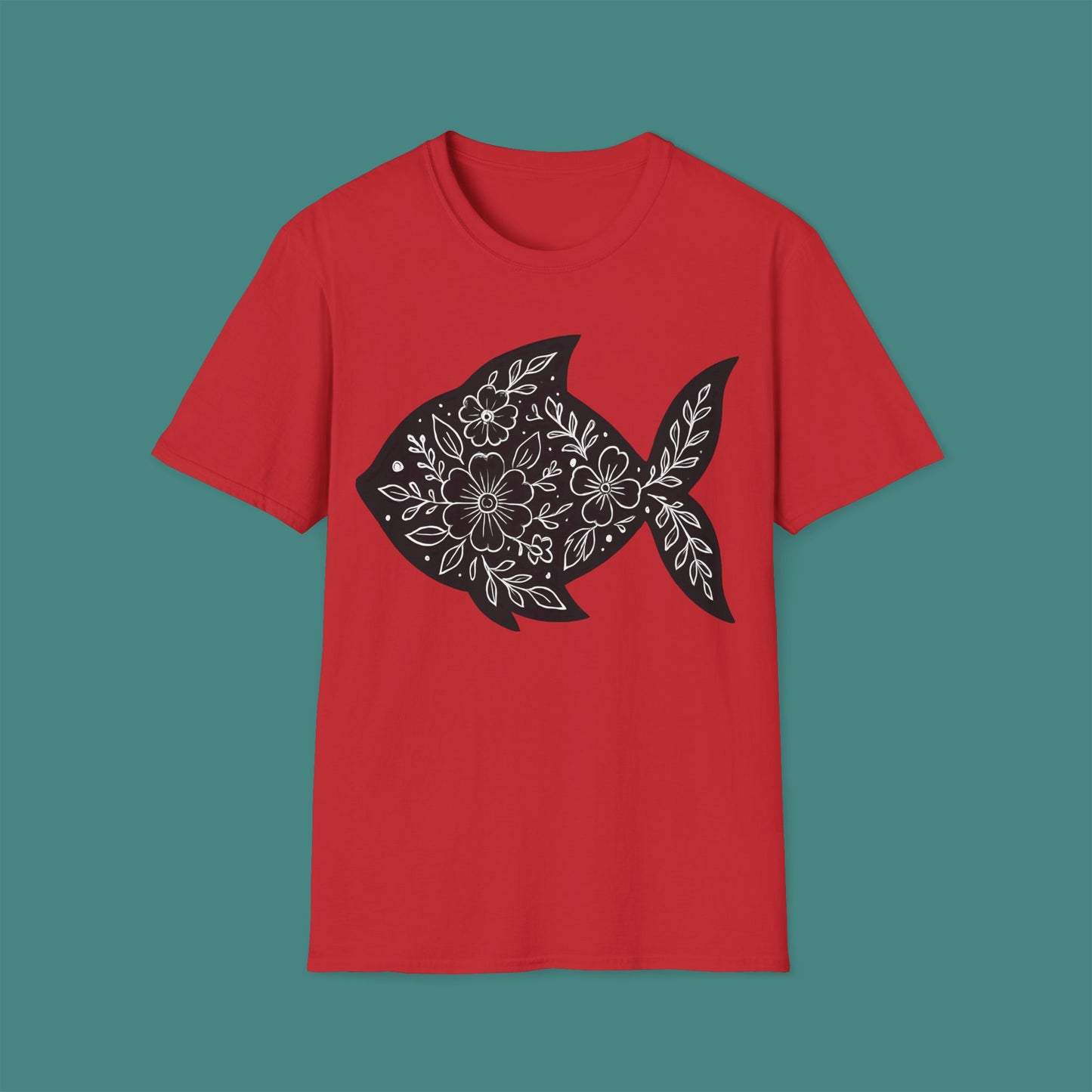 Floral Fish Silhouette Unisex T-Shirt