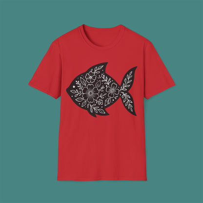 Floral Fish Silhouette Unisex T-Shirt