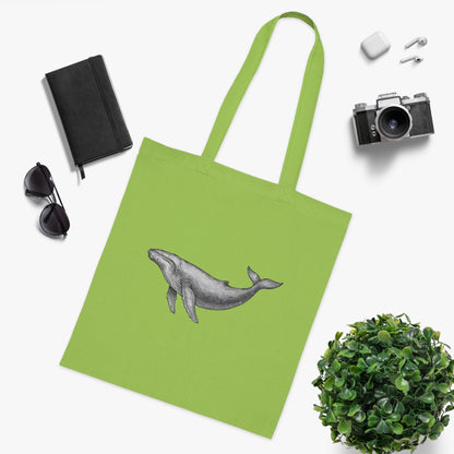 Vintage Etching Whale Tote Bag