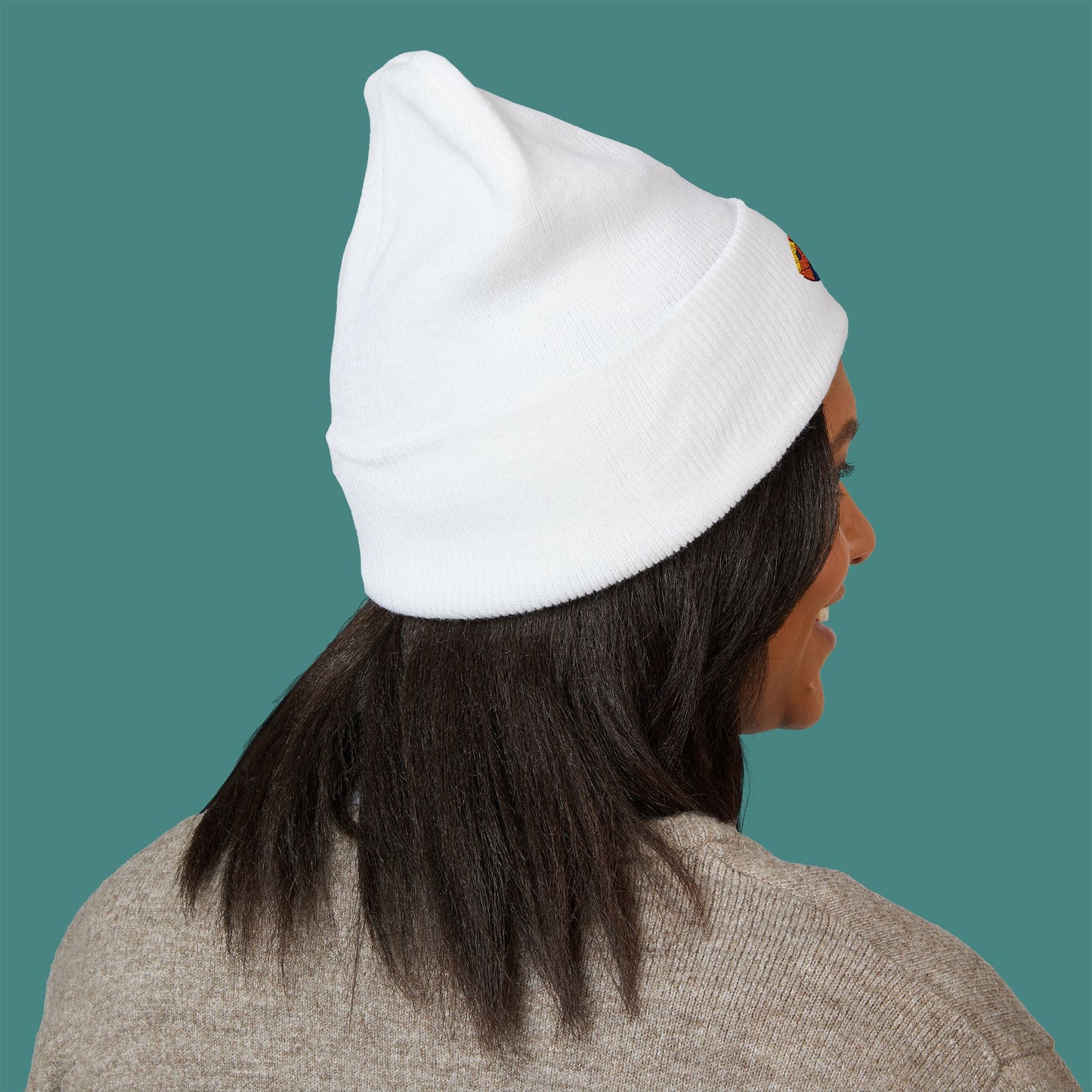 Geometric Polygon Fish Embroidered Beanie