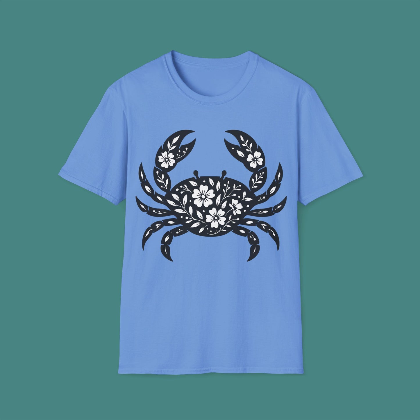 Floral Crab Silhouette Unisex T-Shirt