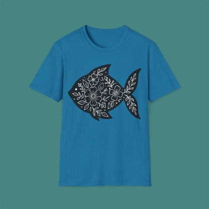 Floral Fish Silhouette Unisex T-Shirt