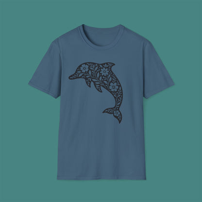Floral Dolphin Silhouette Unisex T-Shirt