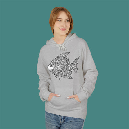 Intricate Mandala Fish Fleece Unisex Hoodie