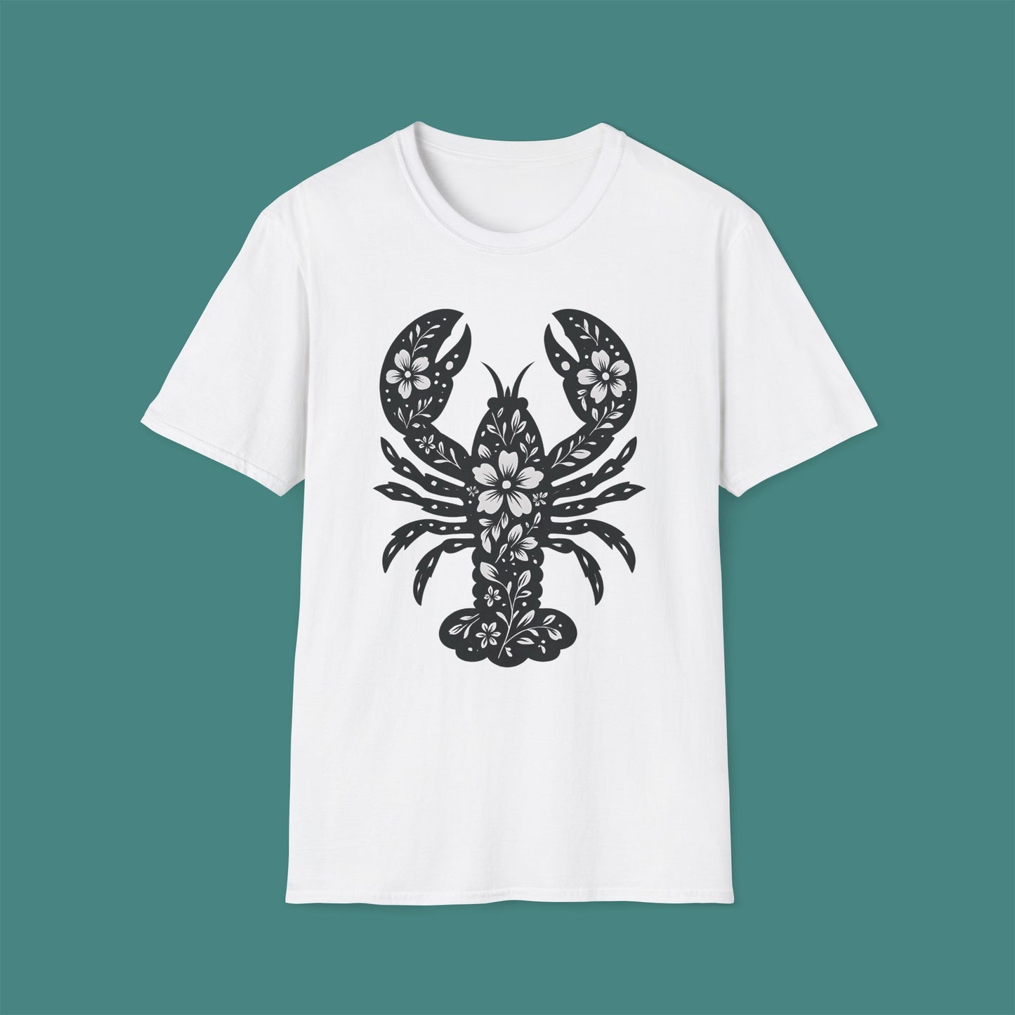 Floral Lobster Silhouette Unisex T-Shirt