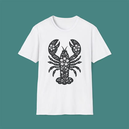 Floral Lobster Silhouette Unisex T-Shirt