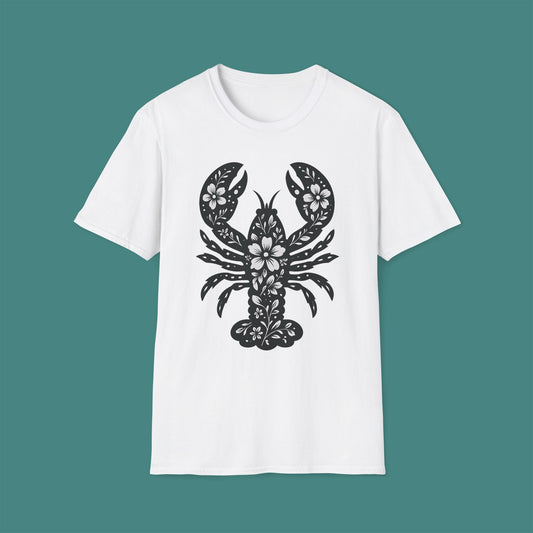 Floral Lobster Silhouette Unisex T-Shirt
