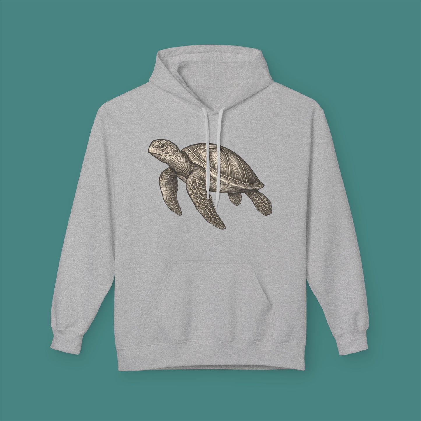 Vintage Etching Turtle Fleece Unisex Hoodie