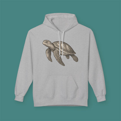 Vintage Etching Turtle Fleece Unisex Hoodie