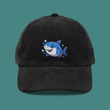 Cartoon Cute Shark Corduroy Embroidered Cap