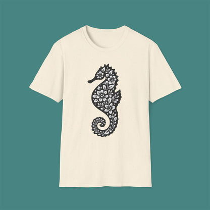 Floral Seahorse Silhouette Unisex T-Shirt