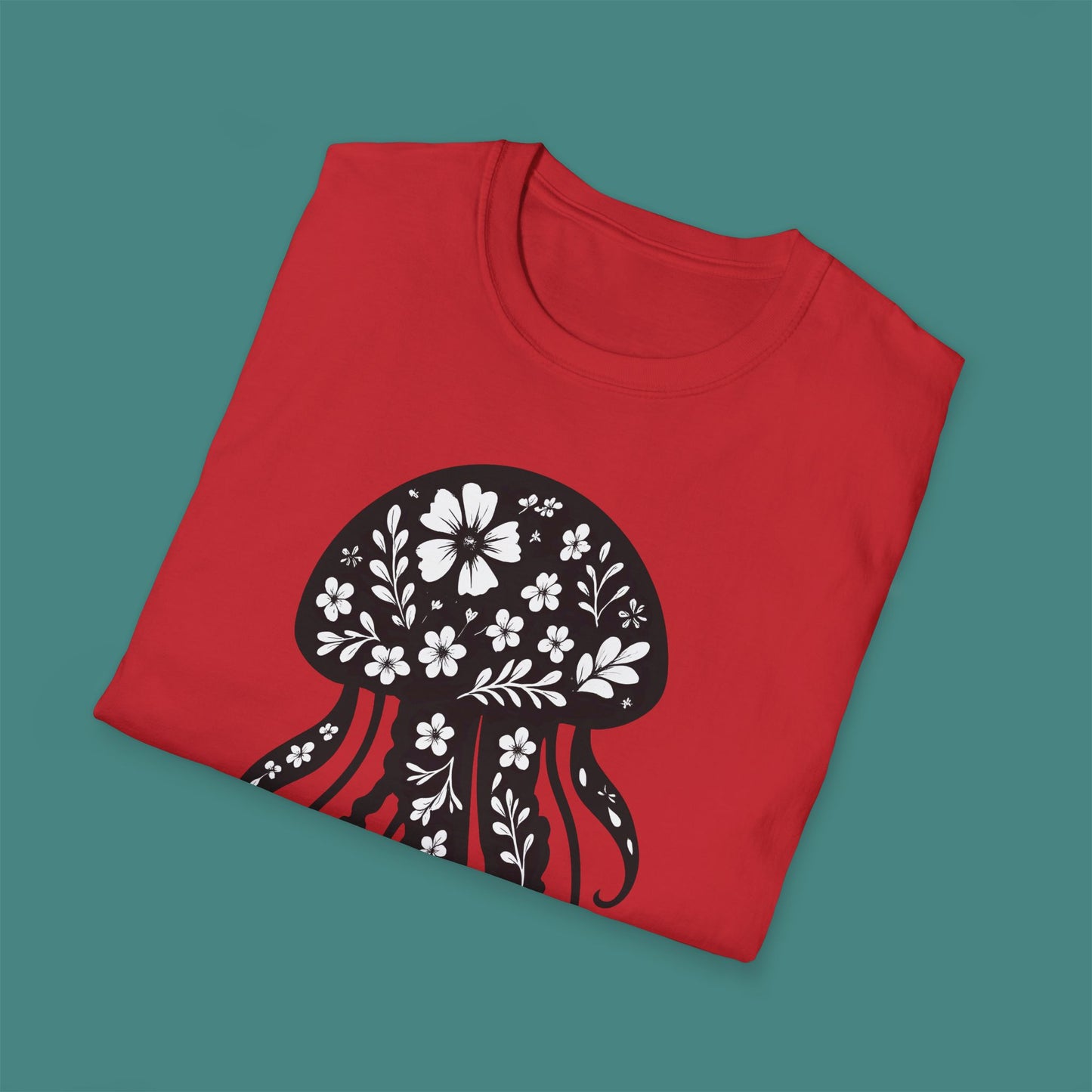 Floral Jellyfish Silhouette Unisex T-Shirt