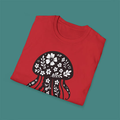 Floral Jellyfish Silhouette Unisex T-Shirt