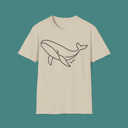 Minimalist Line Art Whale Unisex T-Shirt