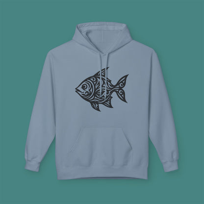 Tribal Tattoo Fish Fleece Unisex Hoodie