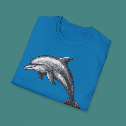 Vintage Etching Dolphin Unisex T-Shirt
