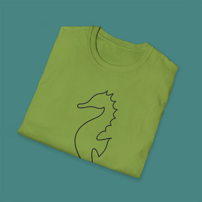 Minimalist Line Art Seahorse Unisex T-Shirt