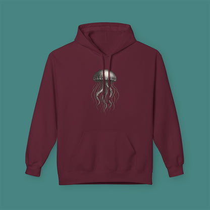 Vintage Etching Jellyfish Fleece Unisex Hoodie