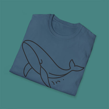 Minimalist Line Art Whale Unisex T-Shirt