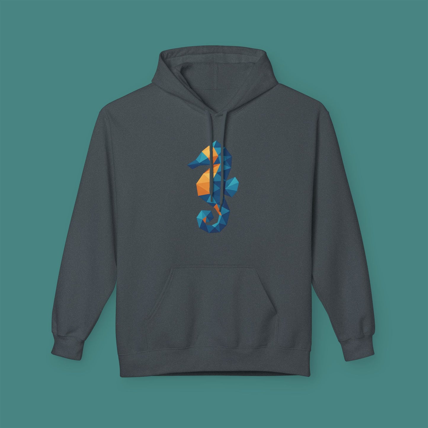Geometric Polygon Seahorse Fleece Unisex Hoodie