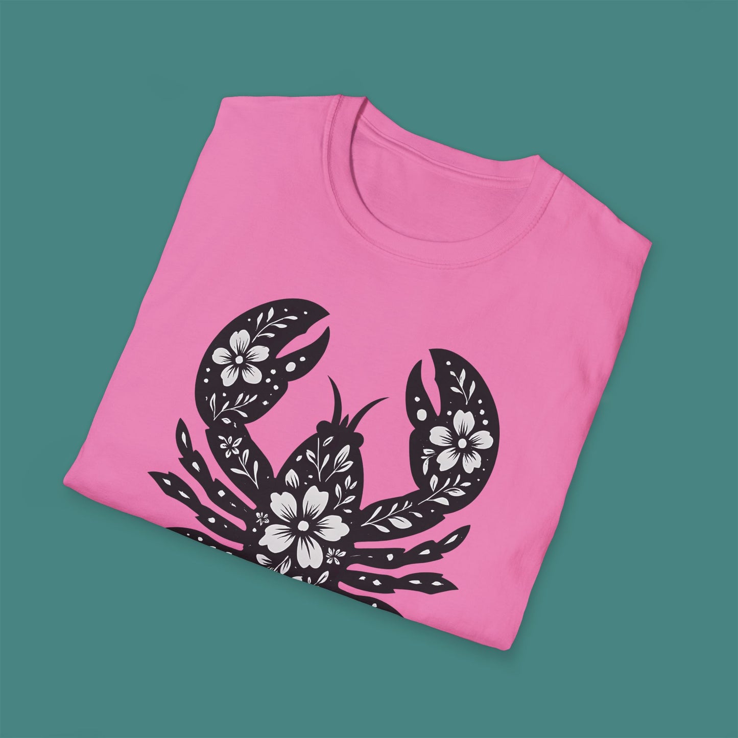 Floral Lobster Silhouette Unisex T-Shirt