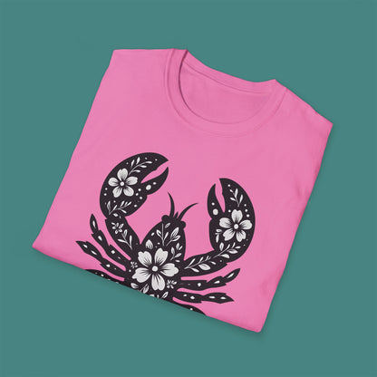 Floral Lobster Silhouette Unisex T-Shirt