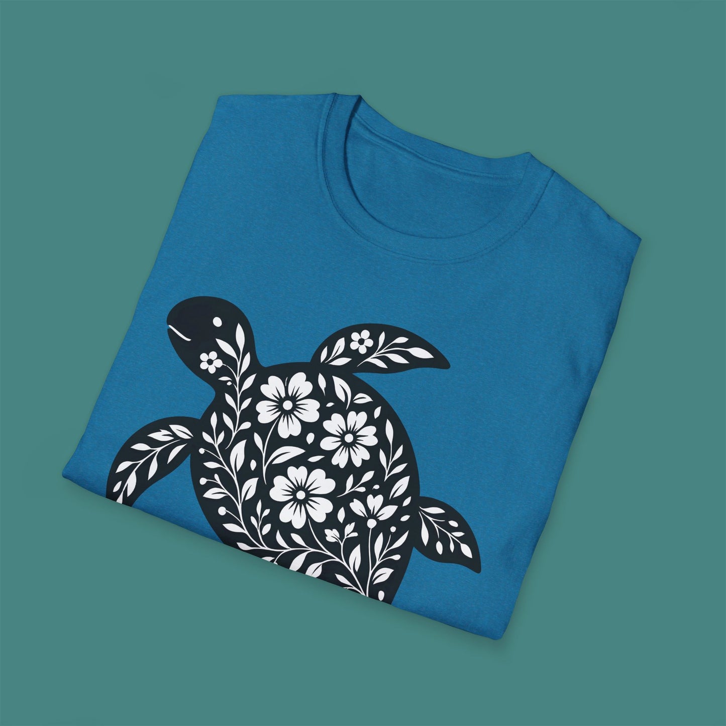 Floral Turtle Silhouette Unisex T-Shirt