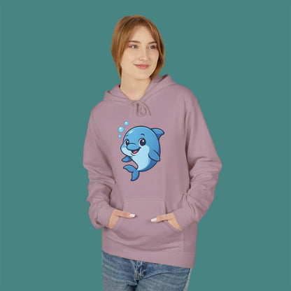 Cartoon Cute Dolphin Fleece Unisex Hoodie