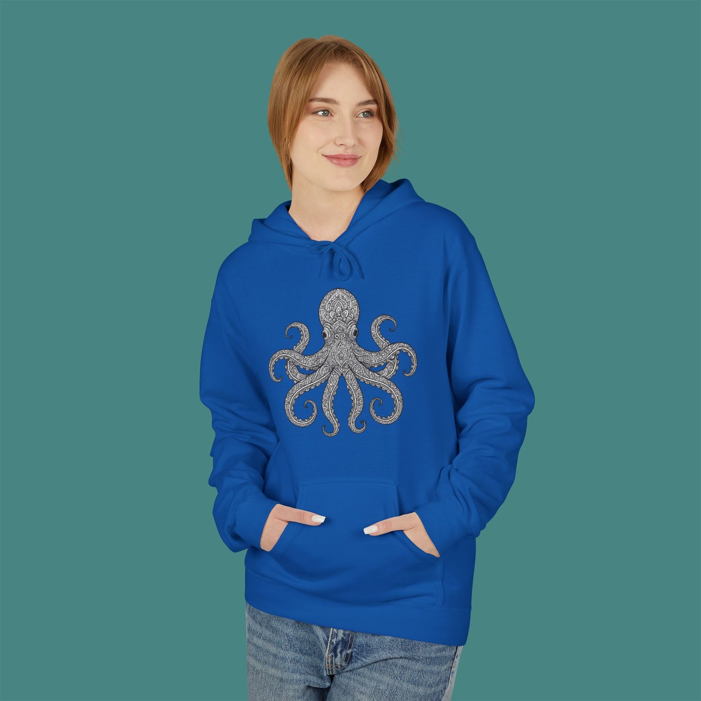 Intricate Mandala Octopus Fleece Unisex Hoodie