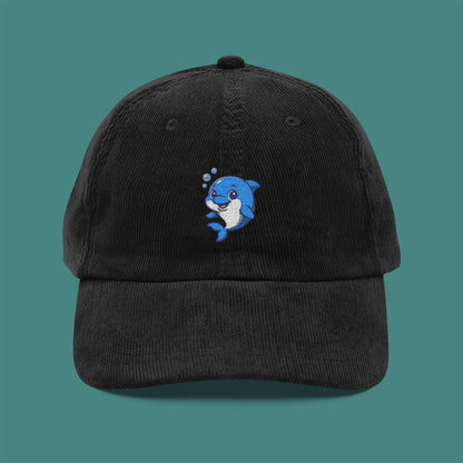 Cartoon Cute Dolphin Corduroy Embroidered Cap