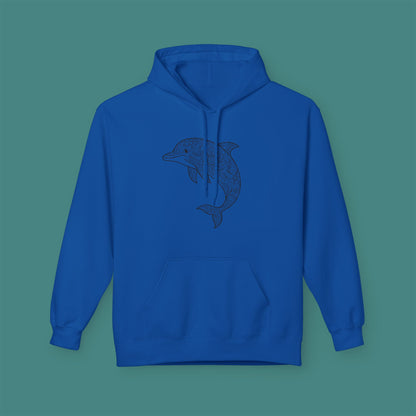 Intricate Mandala Dolphin Fleece Unisex Hoodie