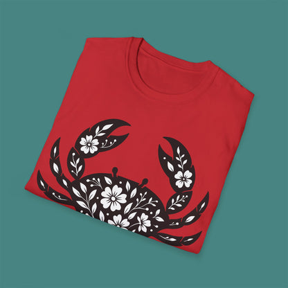 Floral Crab Silhouette Unisex T-Shirt