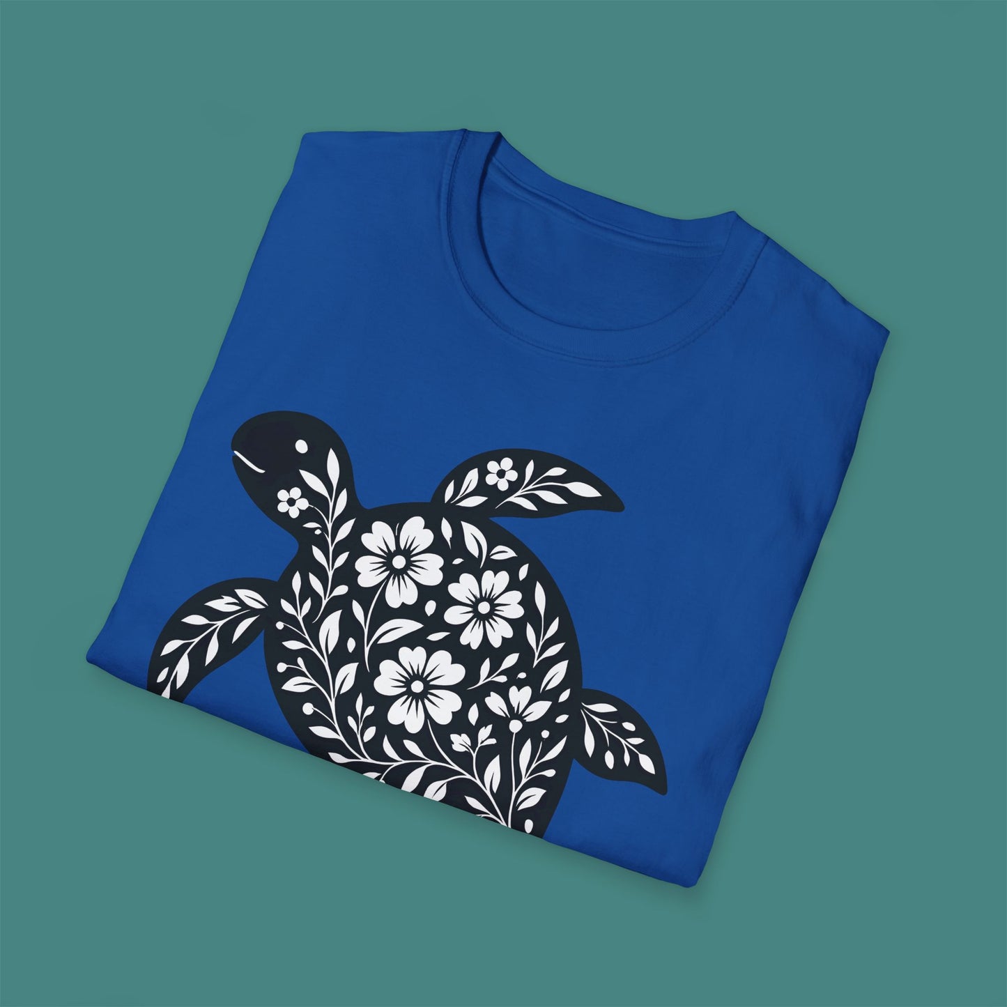 Floral Turtle Silhouette Unisex T-Shirt