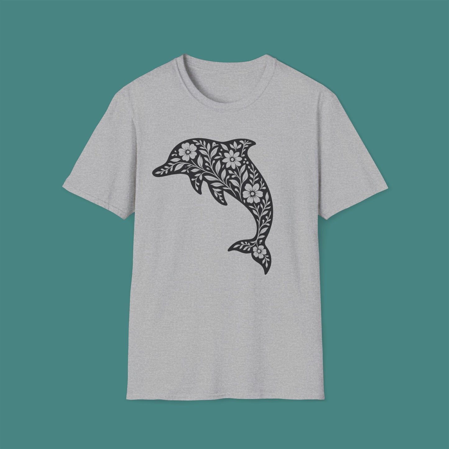 Floral Dolphin Silhouette Unisex T-Shirt