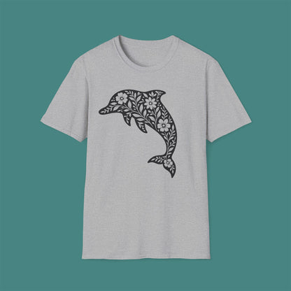 Floral Dolphin Silhouette Unisex T-Shirt