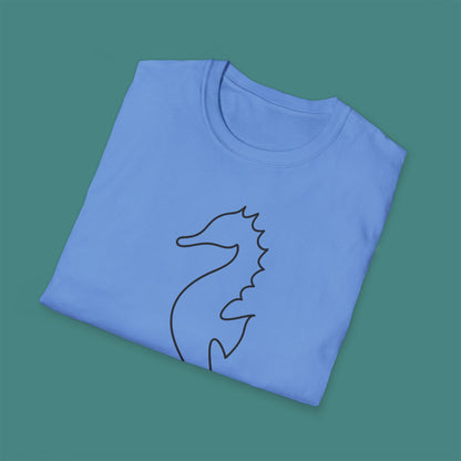 Minimalist Line Art Seahorse Unisex T-Shirt