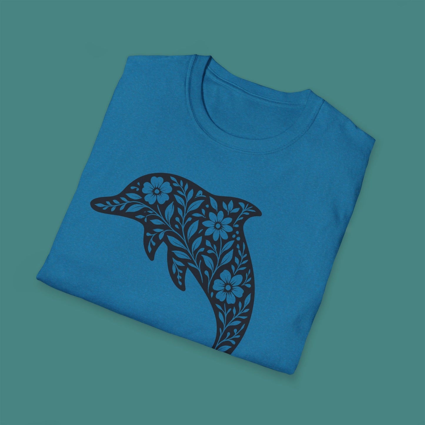 Floral Dolphin Silhouette Unisex T-Shirt