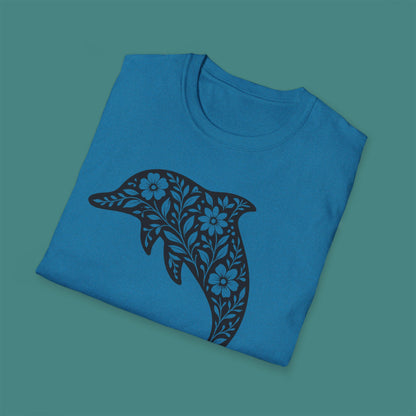 Floral Dolphin Silhouette Unisex T-Shirt