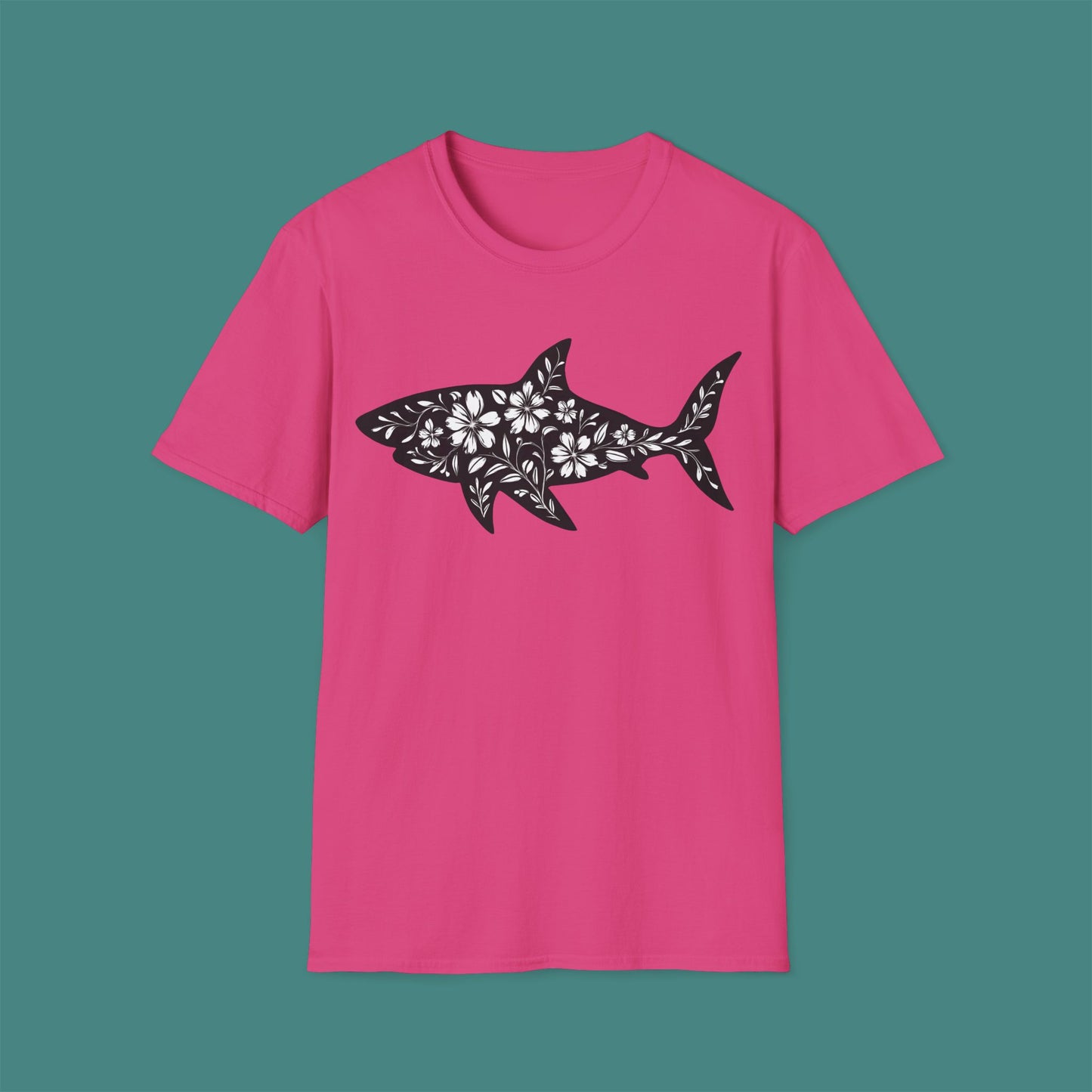 Floral Shark Silhouette Unisex T-Shirt