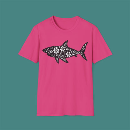 Floral Shark Silhouette Unisex T-Shirt